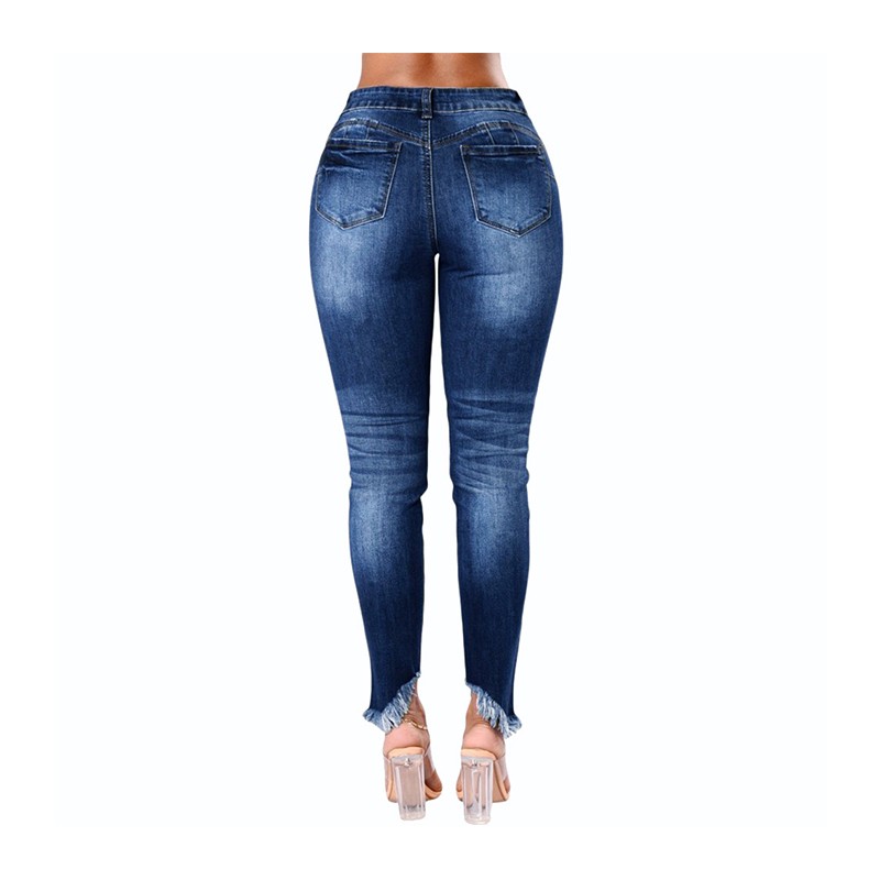 Automne Nouveau Plus La Taille Zipper Fly Side Lace Up Jeans Skinny Taille Haute Poches Denim 9028