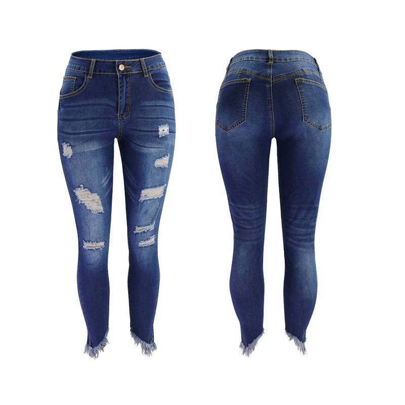 Automne Nouveau Plus La Taille Zipper Fly Side Lace Up Jeans Skinny Taille Haute Poches Denim 